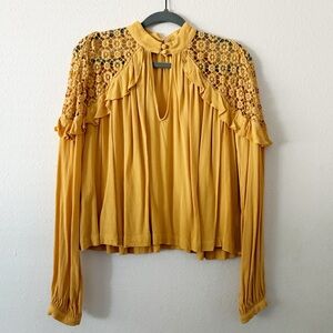 Free People Crochet Shoulder Top XS